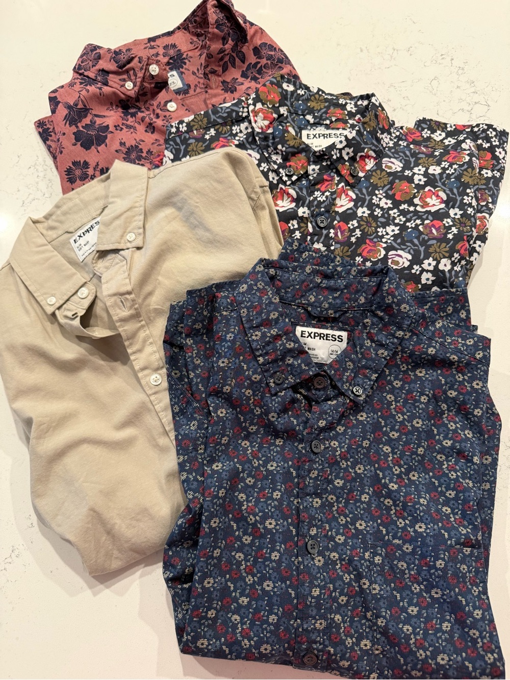 Express Men’s Slim Button-Down Shirt Bundle - Medium Short